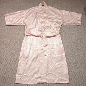 Vintage Christian Dior Satin Robe Pink Belted Dressing Gown Petite Neiman Marcus